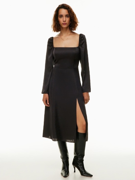 Wilfred Dresses & Skirts - Wilfred Aritzia Bridgerton Satin Dress Size 4 Square Neck Midi Smock Back